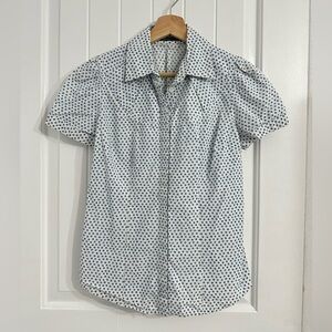Club Monaco Short-Sleeve Button Down Shirt in Tiny Blue Flower Prints